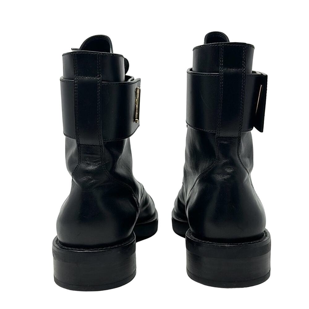 Louis Vuitton Wonderland Ranger Leather Combat Moto Boots Black Size 38 - Picture 6 of 11